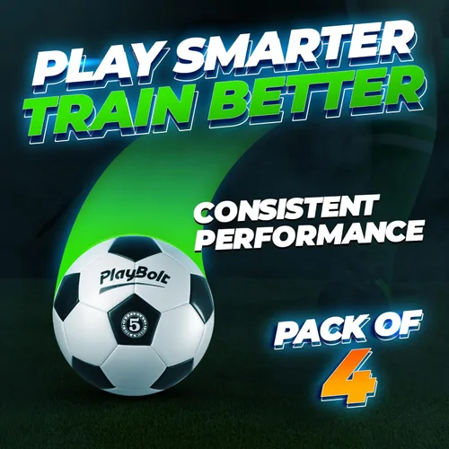 Miniatura 4 de PlayBolt Soccer Ball Size 5 with Pump - Black & White Training Practice & Match Ball for Kids, Youth and Adults (Pack of 1 or 4)