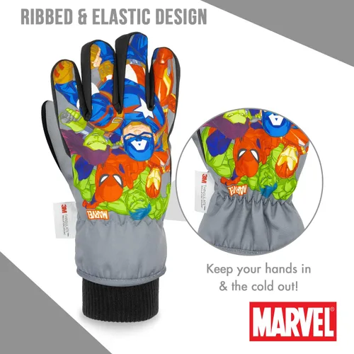 Miniatura 4 de Spiderman - Guantes de nieve para niños, guantes de hombre araña, guantes impermeables Thinsulate 3M, guantes de invierno para niños