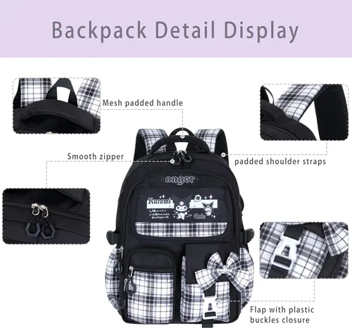 Miniatura 5 de Roffatide Mochila de anime para nuevo semestre con bonitos alfileres, antirrobo, mochila para computadora portátil, mochila de viaje para senderismo
