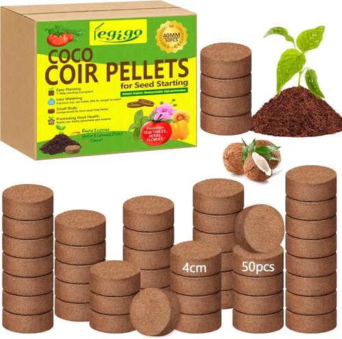 Miniatura 13 de Legigo 50 Pz 30mm de Fibra de Coco en Pellets para Mezcla de Suelo de Inicio de Semillas - Pods de Suelo de Fibra de Coco Orgánico para Plántulas
