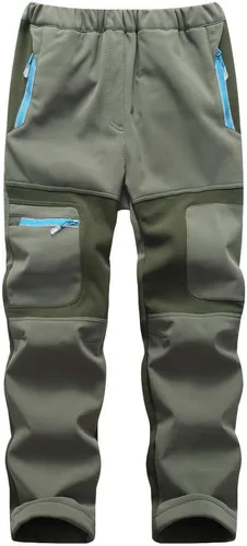 linlon Pantalones cargo de senderismo para niños y jóvenes, impermeables, con forro polar suave y forro polar, pantalones de nieve aislados, Nieve