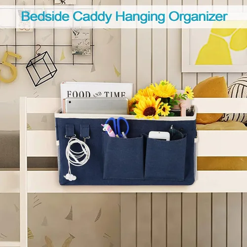 Miniatura 2 de Loghot - Organizador colgante para literas y camas de hospital, para dormitorio, baranda de cama, se pueden colocar lentes, libros, teléfonos 1