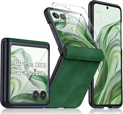 Miniatura 34 de para Samsung Galaxy Z Flip 7 Funda con protección de bisagras y protector de pantalla incorporado, funda de cuero mate de policarbonato ultradelgada
