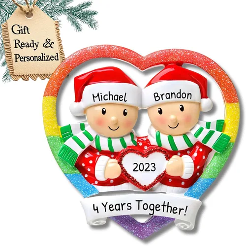 Miniatura 8 de Elves - Adornos de arcoíris personalizados 2025 – Decoración del orgullo LGBTQ arco iris, adornos de recuerdo, corazón de Navidad para el orgullo