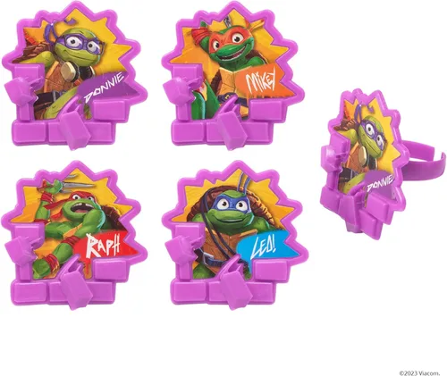 Miniatura 10 de DecoPac Anillos de poder de tortugas ninja mutantes adolescentes, decoraciones de cupcakes para fiestas de cumpleaños, pasteles y celebraciones