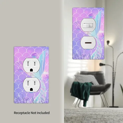 Miniatura 6 de 2 placas de pared de sirena para interruptor de luz, bonita cubierta decorativa de salida para niñas, niños, dormitorio, cocina, hogar, baño, sala