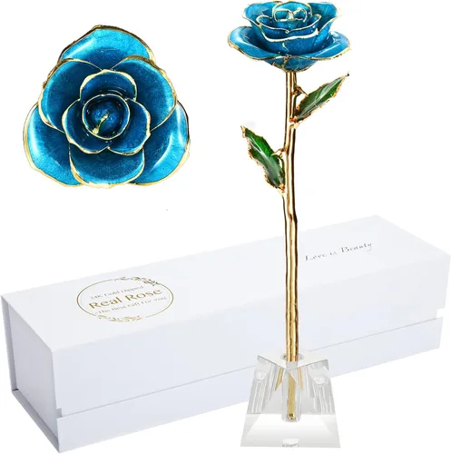 Miniatura 10 de Regalos para mamá, rosa dorada, rosa bañada en oro hecha de rosa real, regalos para ella y los mejores regalos para la madre, rosas doradas