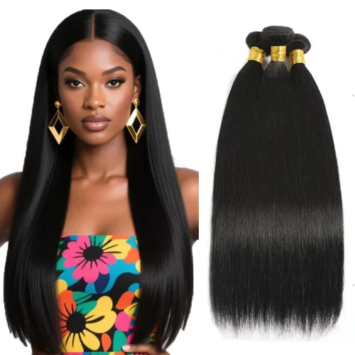 Paquete de cabello humano lacio de 20, 22, 24 pulgadas, 10A, 100% cabello virgen brasileño sin procesar, 3 paquetes de 5.64 oz #1b, color negro