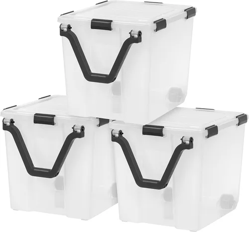 Miniatura 9 de IRIS USA WEATHERPRO - Caja de almacenamiento de plástico con tapa duradera y sello y hebillas de cierre seguro, color negro