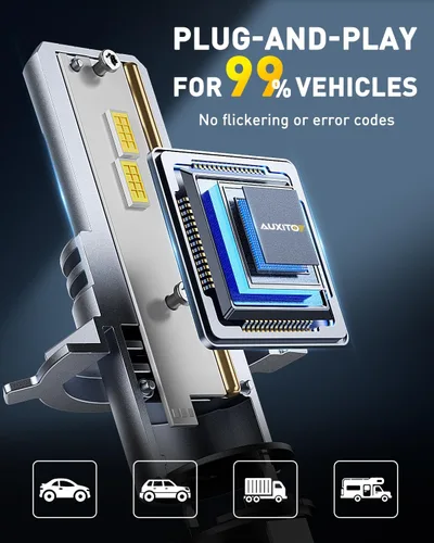 Miniatura 5 de AUXITO Bombillas LED H4 HeadIight 9003 HB2 de haz alto/bajo, 6500 K blanco frío, luces brillantes, Plug and Play, brillo elegante y futurista