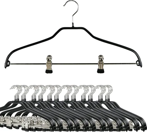 Miniatura 15 de Mawa by Reston Lloyd Silhouette Series - Percha antideslizante para ahorrar espacio con clips para pantalones, estilo 40/FK, juego de 5, color blanco