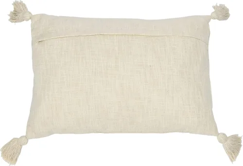 Miniatura 4 de Creative Co-Op Tejido de algodón con apliques lumbares, almohada con flecos y borlas, 24 pulgadas de largo x 16 pulgadas de ancho x 2 pulgadas