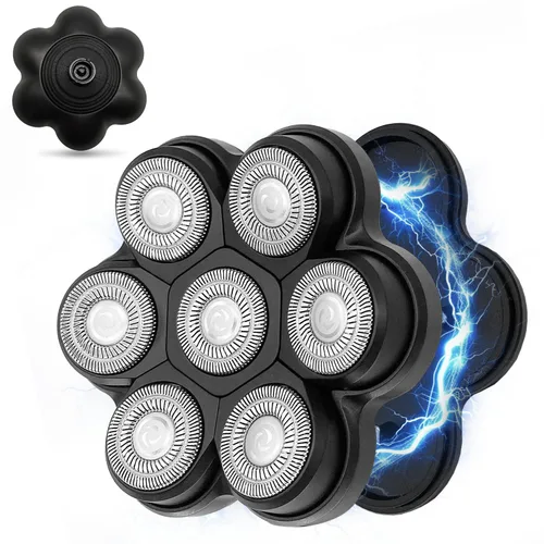 Cabezales de repuesto para afeitadora de cabeza magnética, 7 cuchillas de repuesto compatibles con Freebird Shaver y otras marcas (hmblack7)