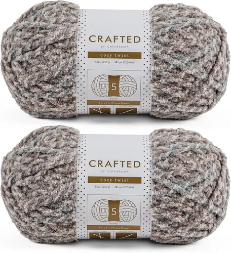 Miniatura 6 de Crafted By Catherine Cozy Twist Yarn - Paquete de 2 (345 yardas cada madeja), beige multicolor, calibre 5 voluminoso