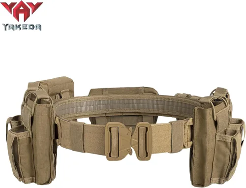 Miniatura 4 de YAKEDA - Cinturón táctico de batalla para uso público, con bolsas, 7 en 1 Canela