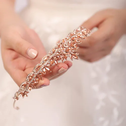 Miniatura 5 de JWICOS Corona de bodas con cristales rojos para mujeres, tiara para novias y damas de honor, accesorio para el cabello para fiesta de soltero