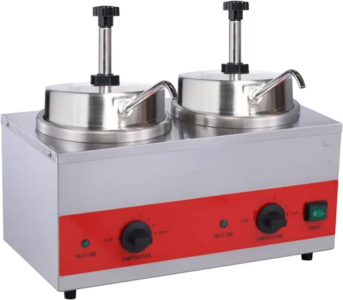 Dispensador eléctrico de queso nacho con bomba, máquina de queso, calentador de salsa de doble cabezal, capacidad de 7.5 cuartos de galón con olla
