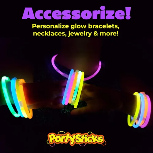 Miniatura 4 de PartySticks Ultra Bright Bulk Party Supplies - Glow in The Dark Glow Sticks with Eye Glasses, Bracelets, and Connectors - Light Up Halloween 4th of