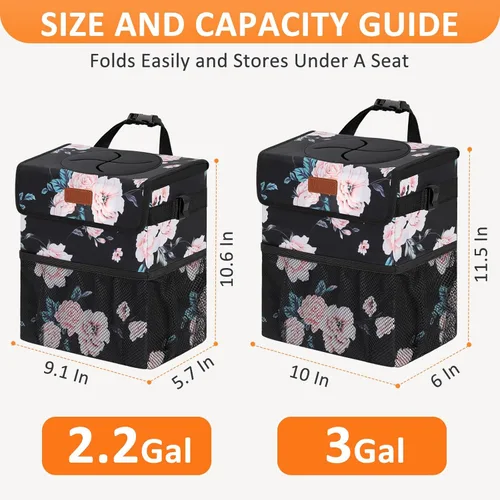 Miniatura 7 de Vankor Papelera para coche de 3 galones con tapa, bolsa de basura colgante impermeable para vehículos, papeleras para automóviles a prueba de fugas