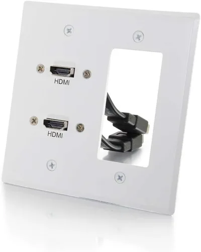 Miniatura 30 de C2G 03721 Placa de pared Keystone de dos puertos, color blanco