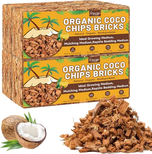 Miniatura 11 de Legigo Chips de fibra de coco de 1.1 libras para plantas - Ladrillo de chips de coco 100% orgánico, mezcla para macetas con bajo equilibrio EC y PH