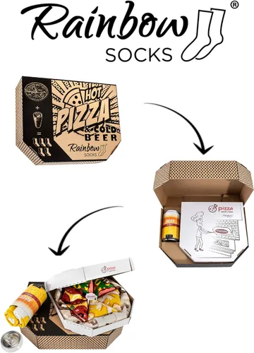 Miniatura 2 de Rainbow Socks Caja de regalo para pizza y cerveza, 5 pares