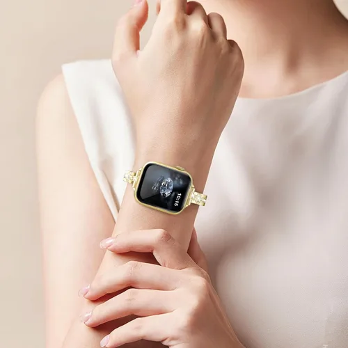 Miniatura 6 de VISOOM Bracelet Compatible for Series 11/10/9/8/se Apple Watch Band 46/45/44/42/41/40/38mm Series 7/SE Women Dressy Luxury Wristband Jewelry Metal