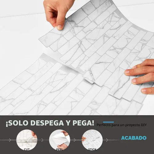 Miniatura 7 de Art3d Protector contra salpicaduras de 10 hojas, 12 pulgadas x 12 pulgadas, diseño de mármol blanco