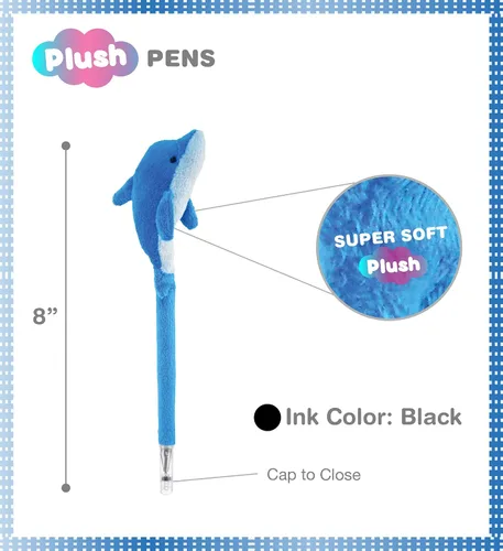 Miniatura 3 de Puzzled DolliBu - Bolígrafo de peluche con delfín azul, lindo y suave, diseño de vida marina, juguete novedoso, bolígrafo de escritura