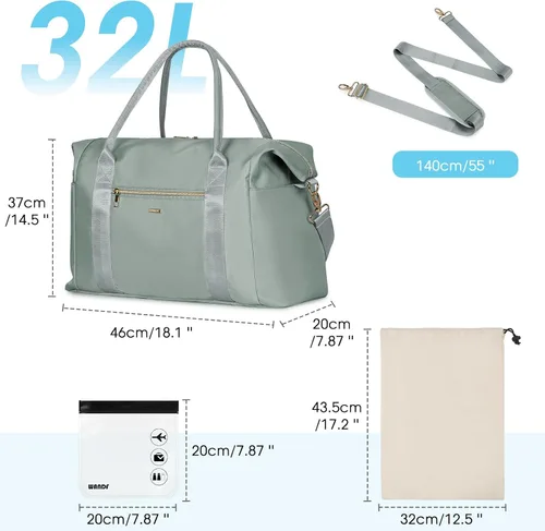Miniatura 8 de WANDF Para Spirit Airlines - Bolsa para artículos personales de 18 x 14 x 8 pulgadas debajo del asiento con bolsillo para ropa húmeda