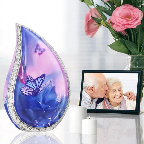 Miniatura 6 de M MEILINXU Urnas de cremación para cenizas humanas, mujeres y hombres, urna funeraria para cenizas para mujeres y hombres, diseño de mariposas