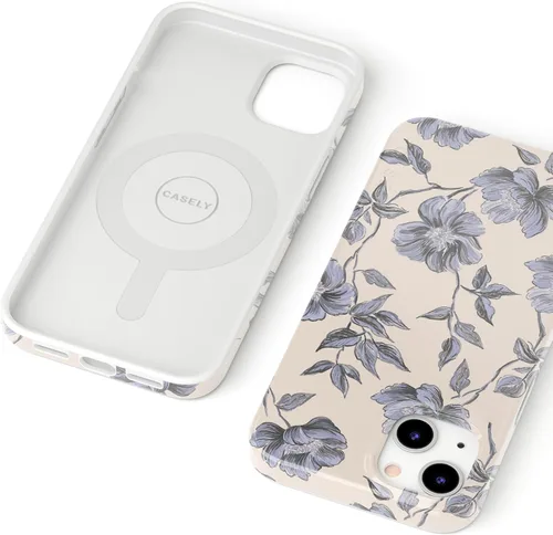 Miniatura 3 de Carcasa Casely para iPhone 13 Ink & Iris Floral Vintage Compatible con MagSafe Diseño Clásico Ultra Delgado