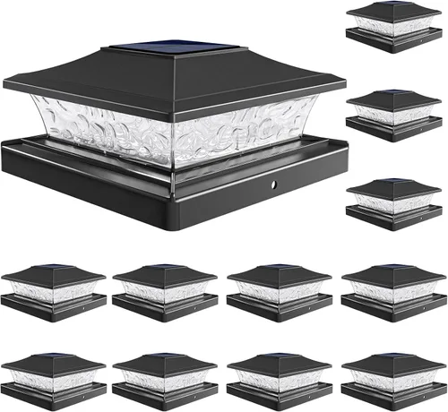 Miniatura 7 de VOLISUN - Faroles solares para postes de 4x4/6x6, para cercas de madera/vinilo, para patio/jardín, blanco cálido con 2 modos de iluminación