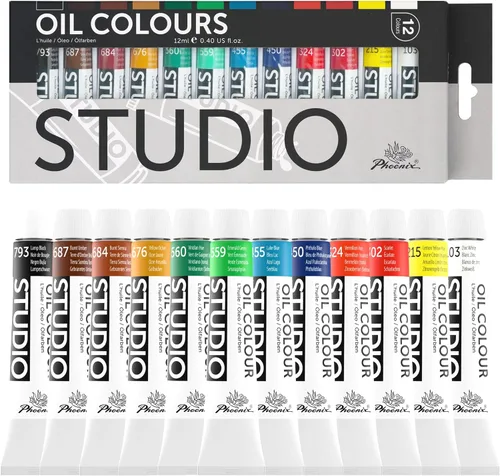 AUREUO - Juego de pintura al óleo, tubos de 12 x 0.4 fl oz/0.4 onzas líquidas, pinturas a base de aceite no tóxicas para pintura en lienzo,