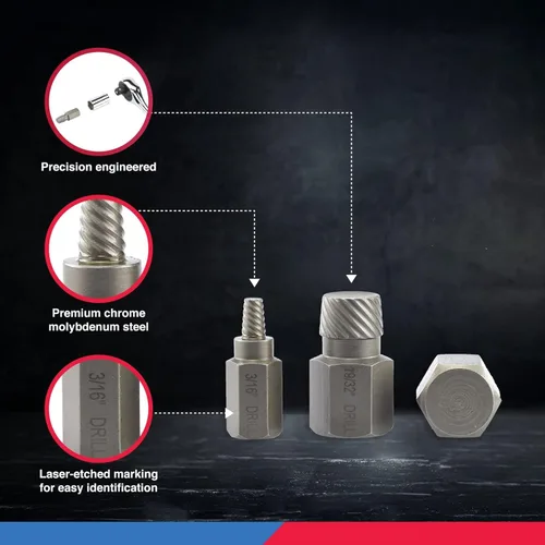 Miniatura 4 de NEIKO 04204A conjunto de extracción de tornillos y pernos con cabeza hexagonal y múltiples espárragos, extracción de tornillos fácil, removedor