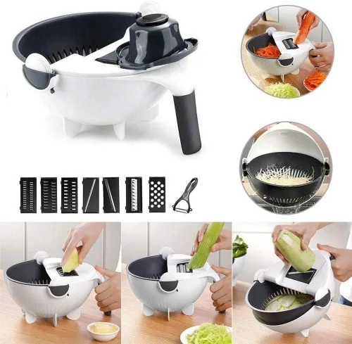 Miniatura 3 de AAYAN Cortador de verduras multifunción 11 en 1 con cesta de drenaje, cortador de verduras de gran capacidad, triturador de verduras, rallador