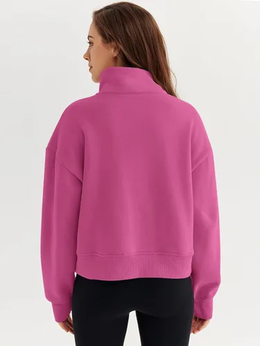 Miniatura 3 de Trendy Queen Sudaderas con media cremallera, sudaderas recortadas de gran tamaño para mujer de manga larga