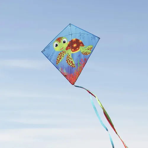 Miniatura 2 de In the Breeze Cometas gráficas de diamantes: cometas coloridas, totalmente impresas y fáciles de volar Tortuga bebé de 30 pulgadas