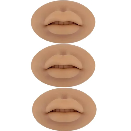 Tattoo Fake Lips 3Pcs Tattoos Practice Lips 5D Silicone Lip for Makeup Practices Realistic Tattooss Practicess Skins Training Microblading Practics