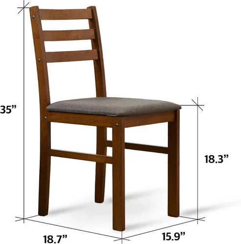 Miniatura 3 de Livinia Seattle - Juego de mesa de comedor de madera de 5 piezas para 4, moderno juego de comedor de cocina de granja con sillas traseras de Antiguo