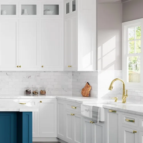 Miniatura 9 de Pfister Alderwood - Grifo de cocina con rociador extraíble y dispensador de jabón, de una sola manija, certificado NSF, acabado en oro cepillado