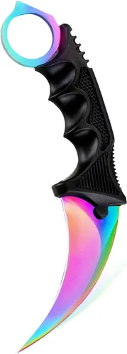 TOPOINT Cuchillo Karambit de acero inoxidable con hoja fija, estuche y cuerda, cuchillo CS-GO para caza, campamento y supervivencia en el campo