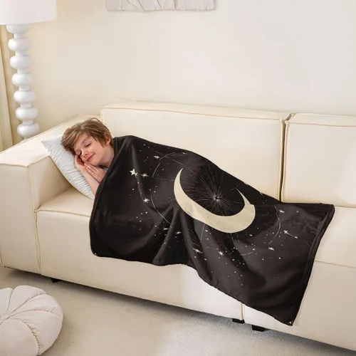 Miniatura 2 de Sun Moon - Manta de franela de forro polar de 40 x 50 pulgadas, para niños, bohemia, exótica, para todas las estaciones, para sofá, sofá, manta
