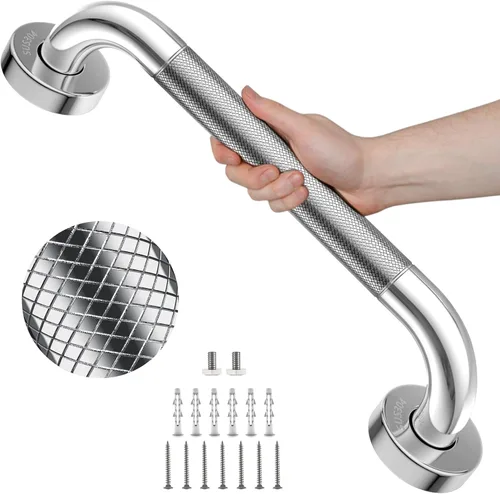 Miniatura 31 de Barra de agarre antideslizante de 12 pulgadas para ducha, Munzong, barra de baño de acero inoxidable, barra de equilibrio de baño satinada