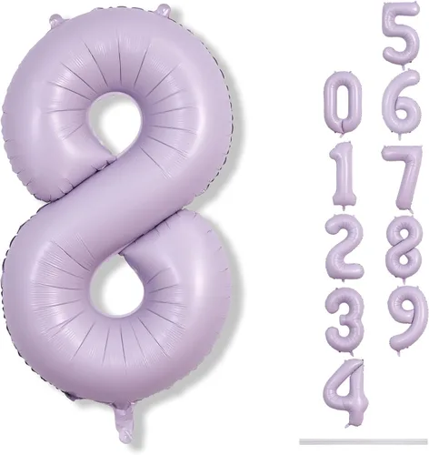 Miniatura 39 de Globos morado pastel de número 12, 40 pulgadas, globos gigantes de aluminio, de mylar, número 1 y 2, para niñas de 12 años, globos lilas
