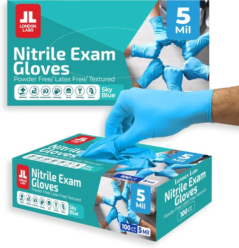 Miniatura 7 de London Labs NITRILE - Guantes desechables de 4 mil de grosor, sin látex y sin polvo (1000 unidades, grande, azul)