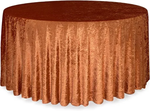 Miniatura 10 de YOUR CHAIR COVERS - Mantel redondo de terciopelo triturado de 120 pulgadas para mesas redondas de 5 pies - Azul polvoriento Azul empolvado