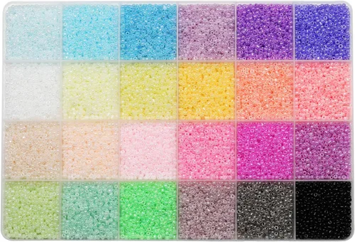 Miniatura 11 de Tamaño 12/0 - Cuentas de cristal para manualidades de 0.079 pulgadas (0.079 in), juego surtido con caja organizadora para fabricación de joyas