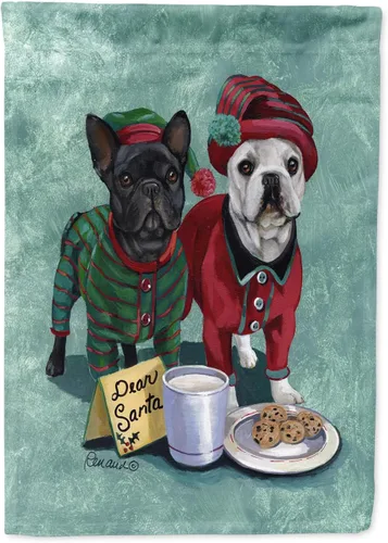 Caroline's Treasures PPP3097GF - Bandera de Navidad con diseño de bulldog francés para jardín, bandera decorativa para patio exterior, patio,