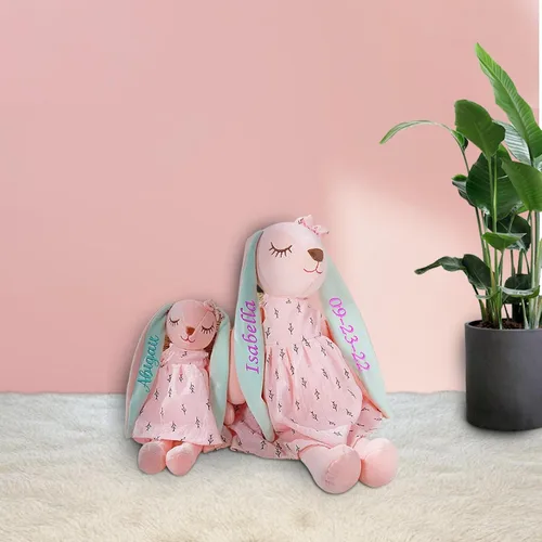 Miniatura 7 de Dyoart Conejo de Pascua personalizado con nombre, juguete de peluche bordado hecho a mano, regalo de Pascua personalizado para bebés y niñas